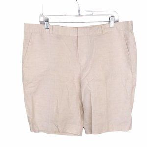 Banana Republic Factory 10" Linen Blend Cream Casual Minimalist Pockets Shorts
